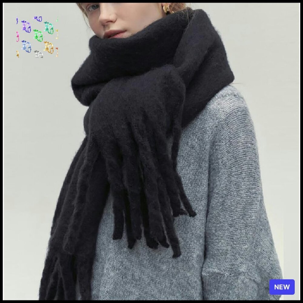 Chunky Winter Scarf Oversized Shawl Wrap Soft Polyester Elegant Chic Accessory - Picture 6 of 8